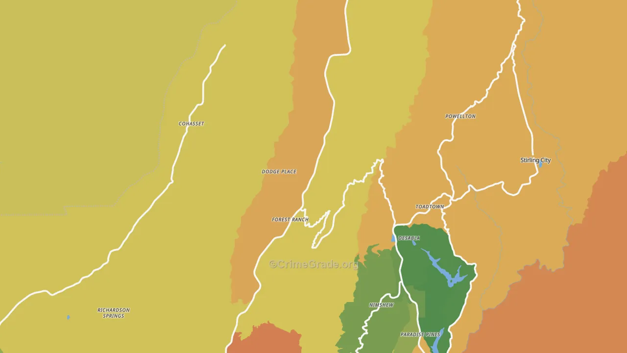 Forest Ranch, CA Map of Murder Rates