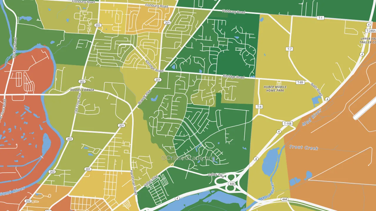 Forest Ridge-Quail Hollow, Dayton, OH Map of Murder Rates
