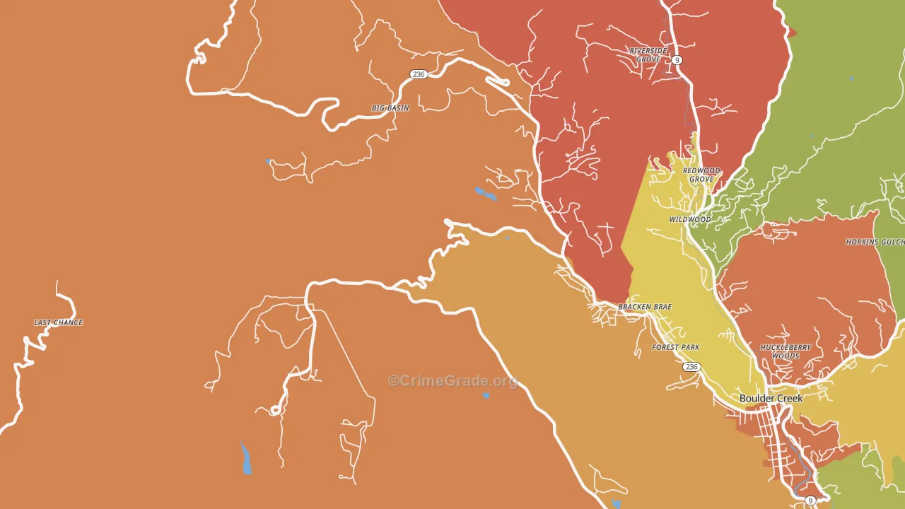 Forest Springs, CA Map of Murder Rates