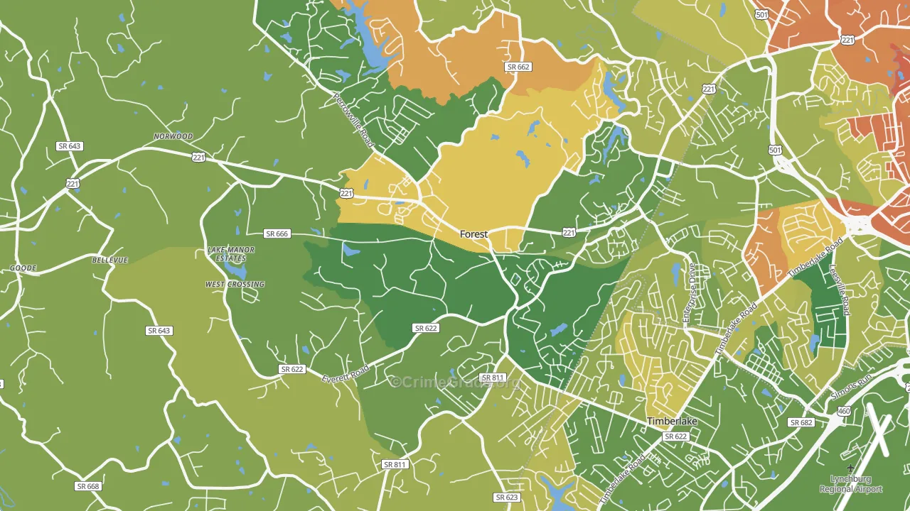 Forest, VA Map of Murder Rates