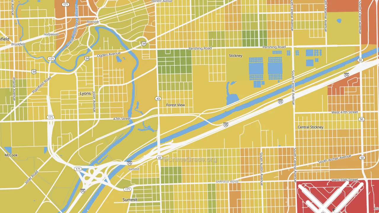 Forest View, IL Map of Murder Rates