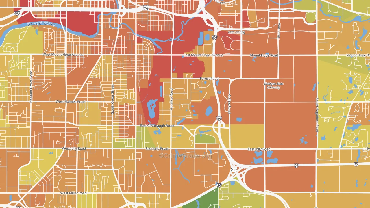 Forest View, Lansing, MI Map of Murder Rates