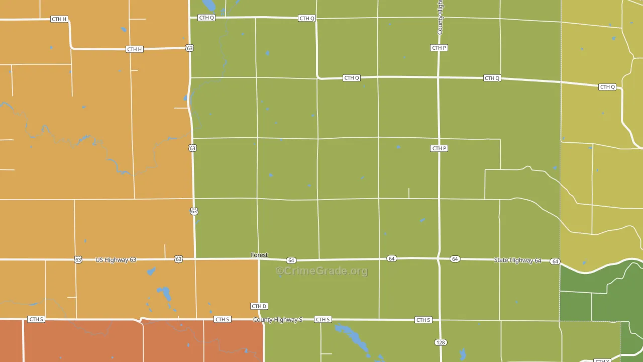Forest, WI Map of Murder Rates