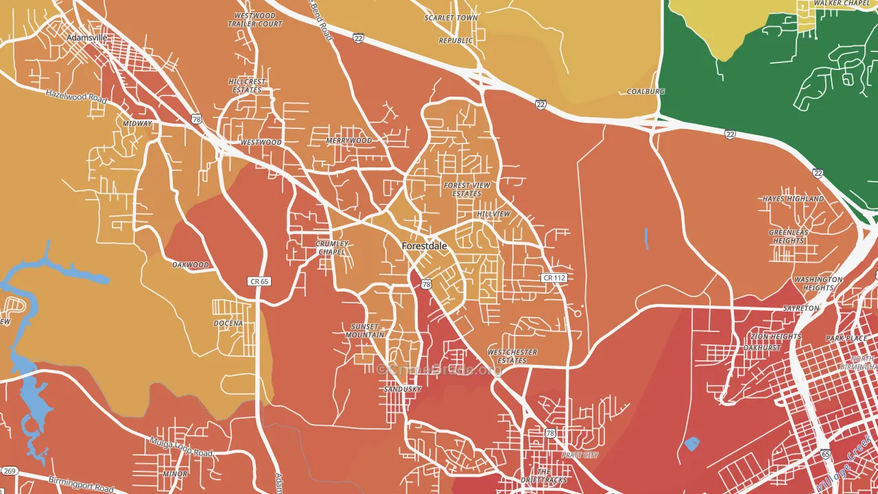Forestdale, AL Map of Murder Rates