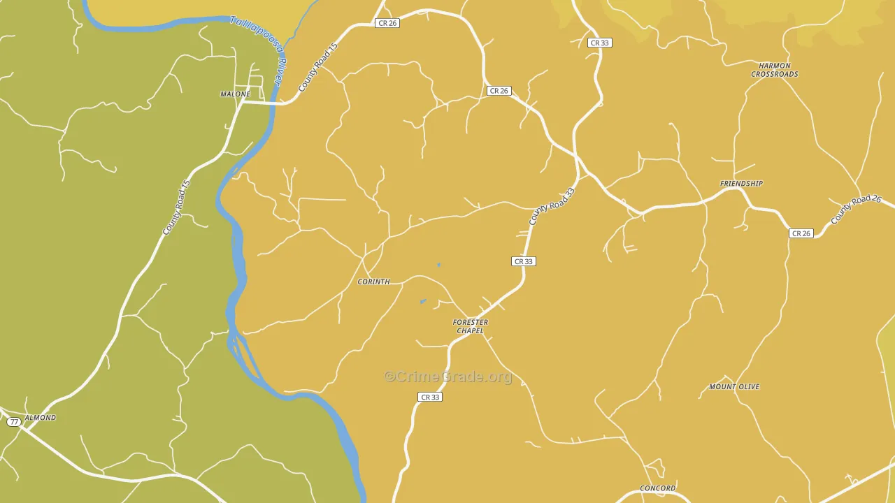Forester Chapel, AL Map of Murder Rates
