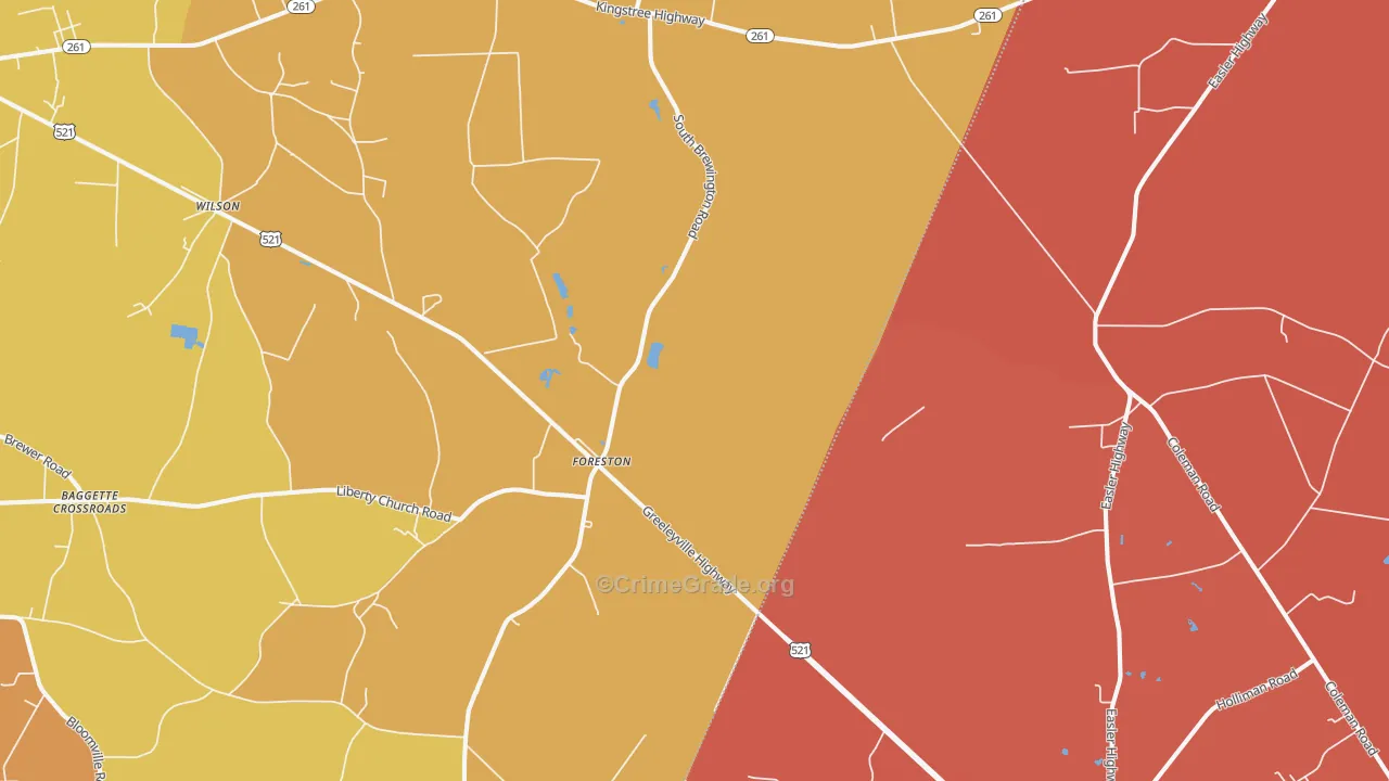 Foreston, SC Map of Murder Rates