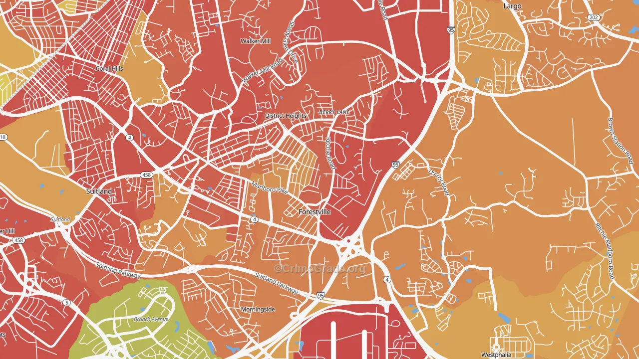 Forestville, MD Map of Murder Rates