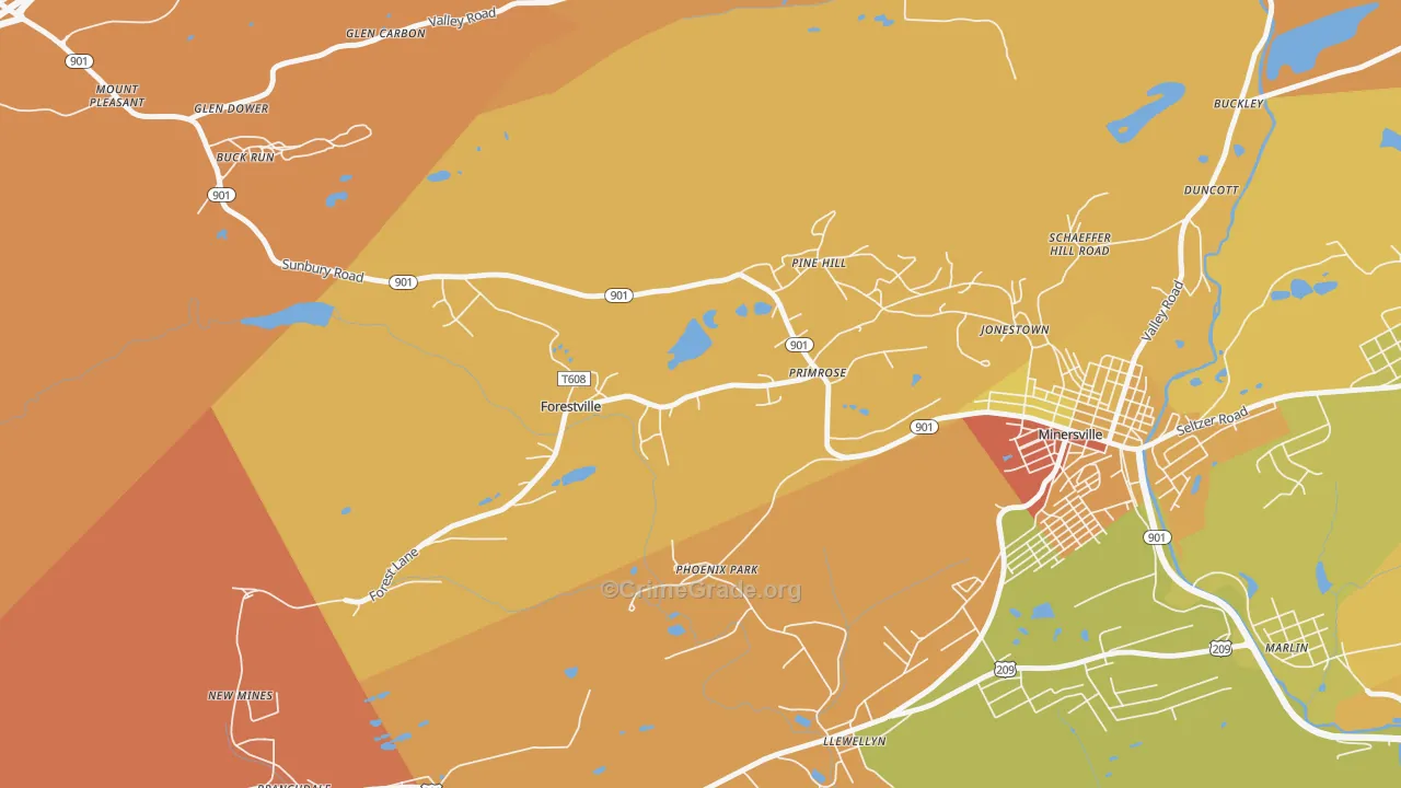 Forestville, PA Map of Murder Rates
