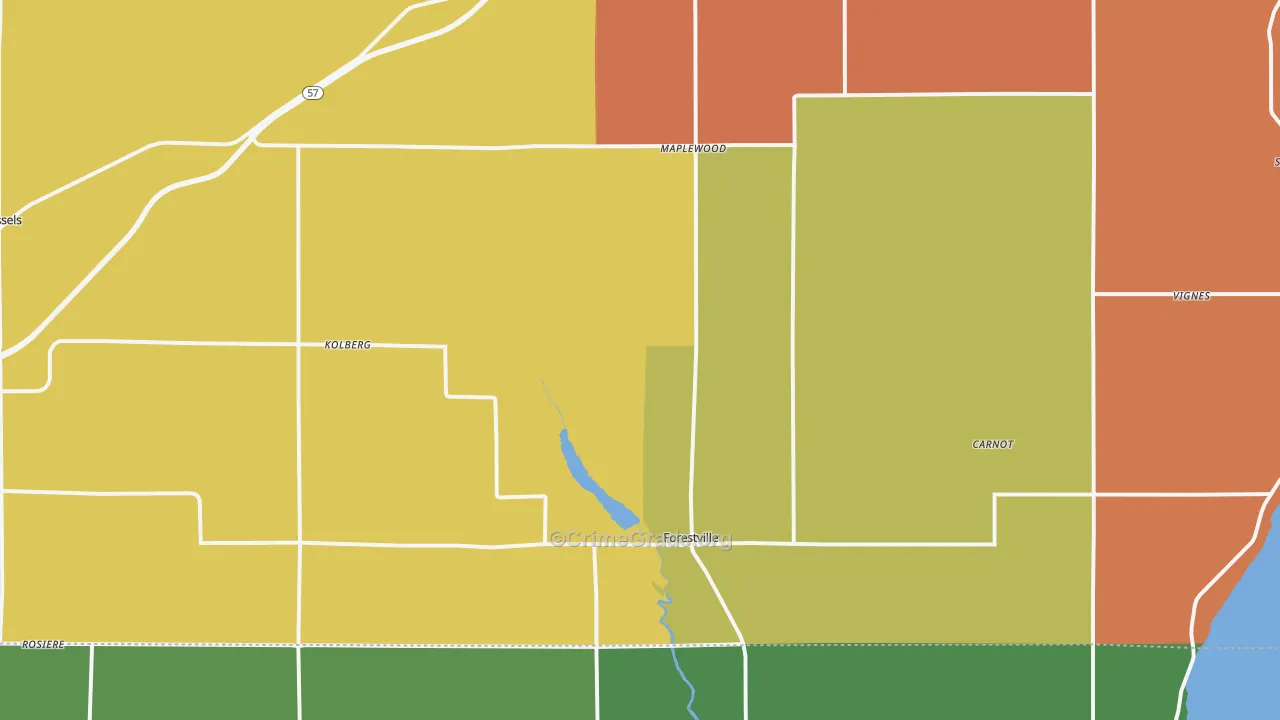 Forestville, WI Map of Murder Rates
