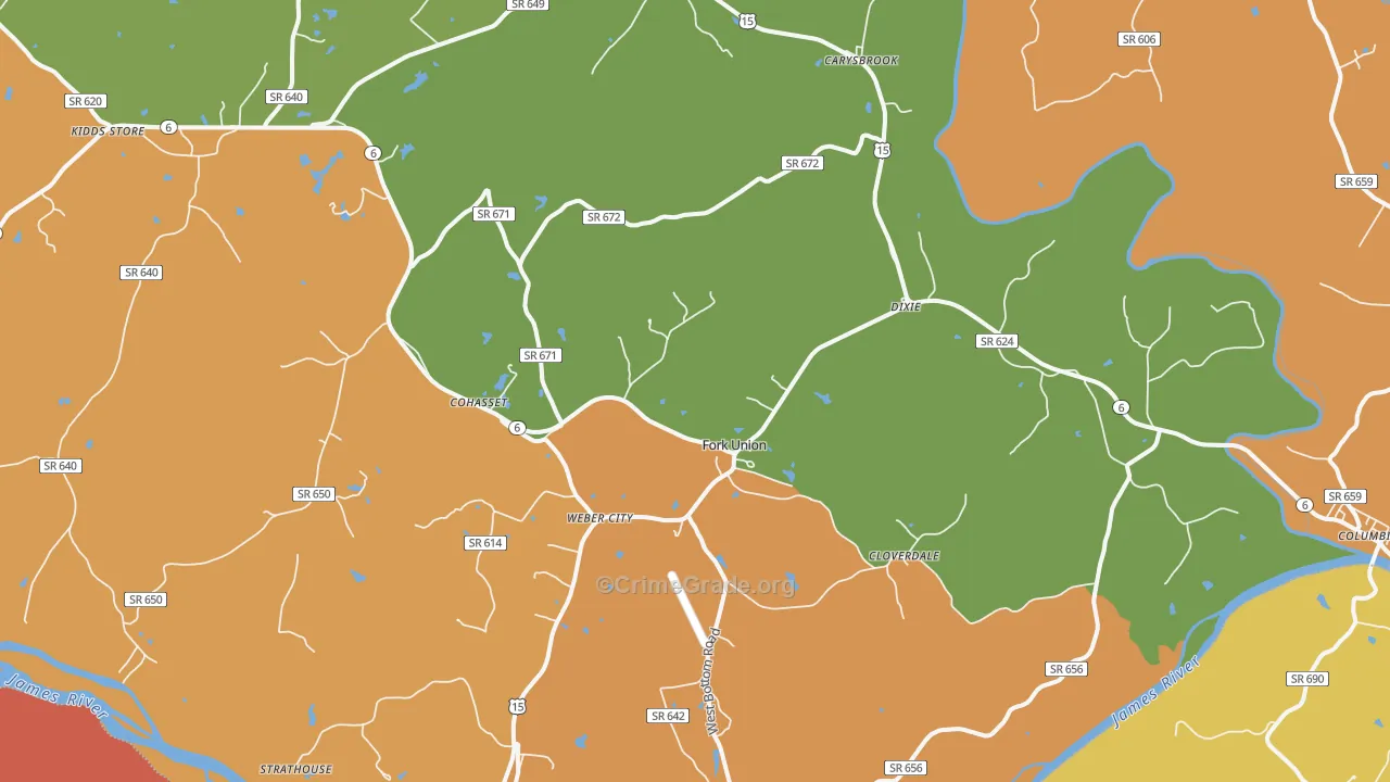 Fork Union, VA Map of Murder Rates