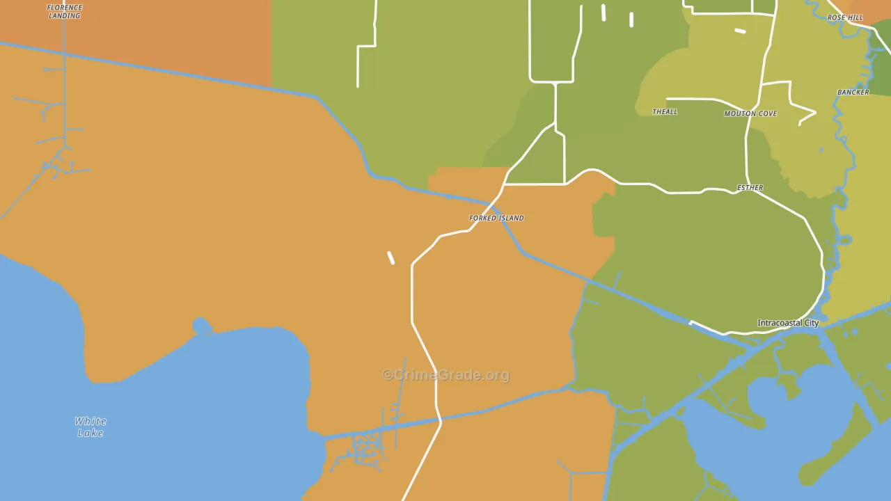 Forked Island, LA Map of Murder Rates