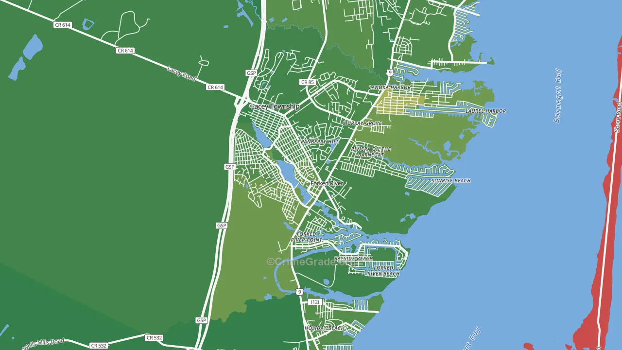 Forked River, NJ Map of Murder Rates