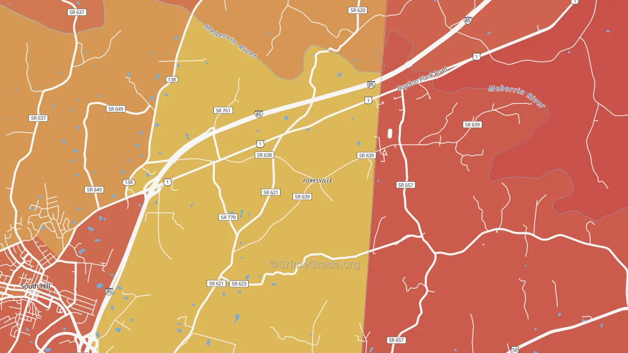 Forksville, VA Map of Murder Rates