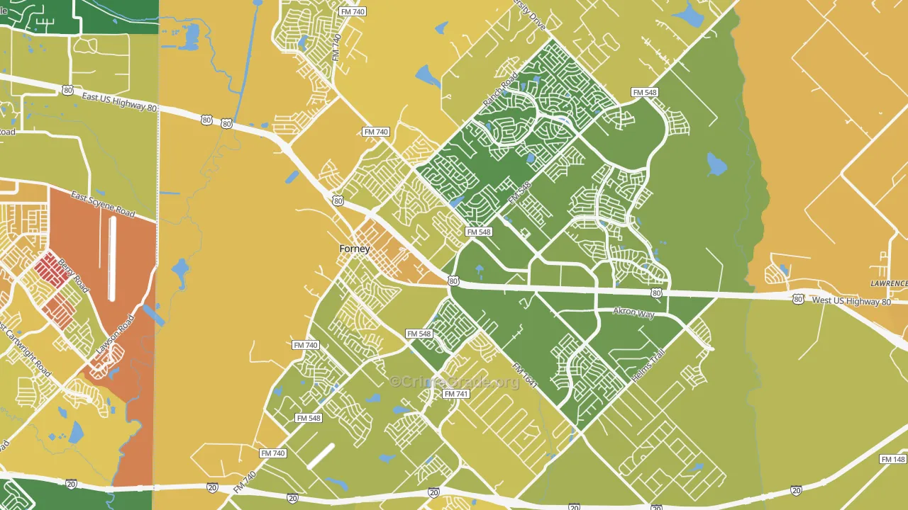 Forney, TX Map of Murder Rates