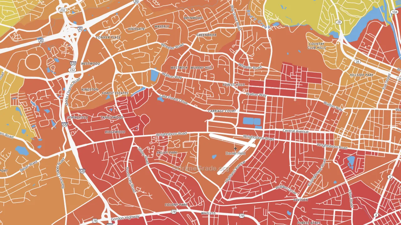 Forrest Hills, Augusta, GA Map of Murder Rates