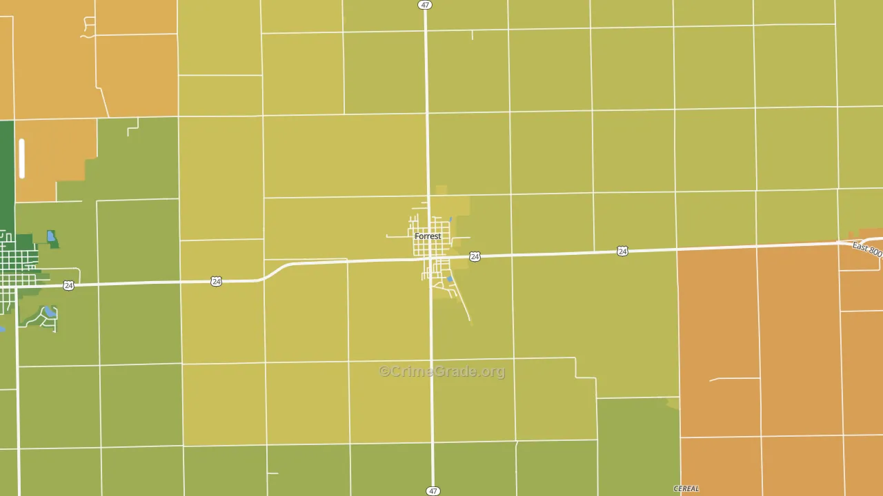 Forrest, IL Map of Murder Rates