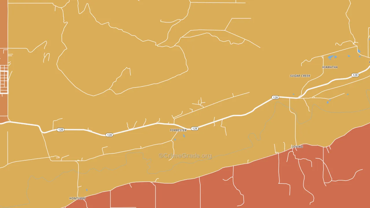 Forrester, OK Map of Murder Rates