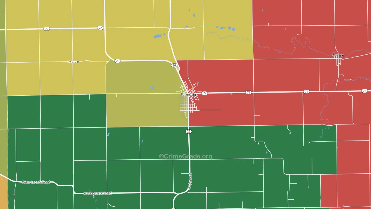 Forreston, IL Map of Murder Rates