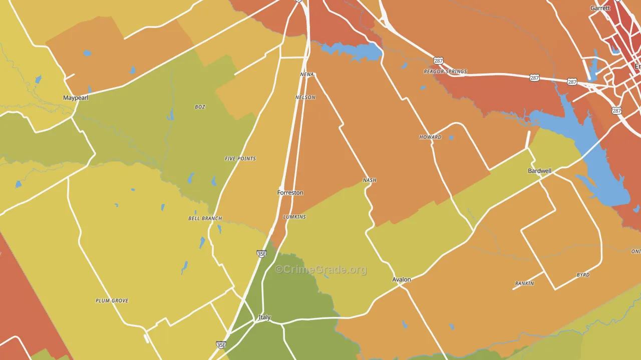Forreston, TX Map of Murder Rates
