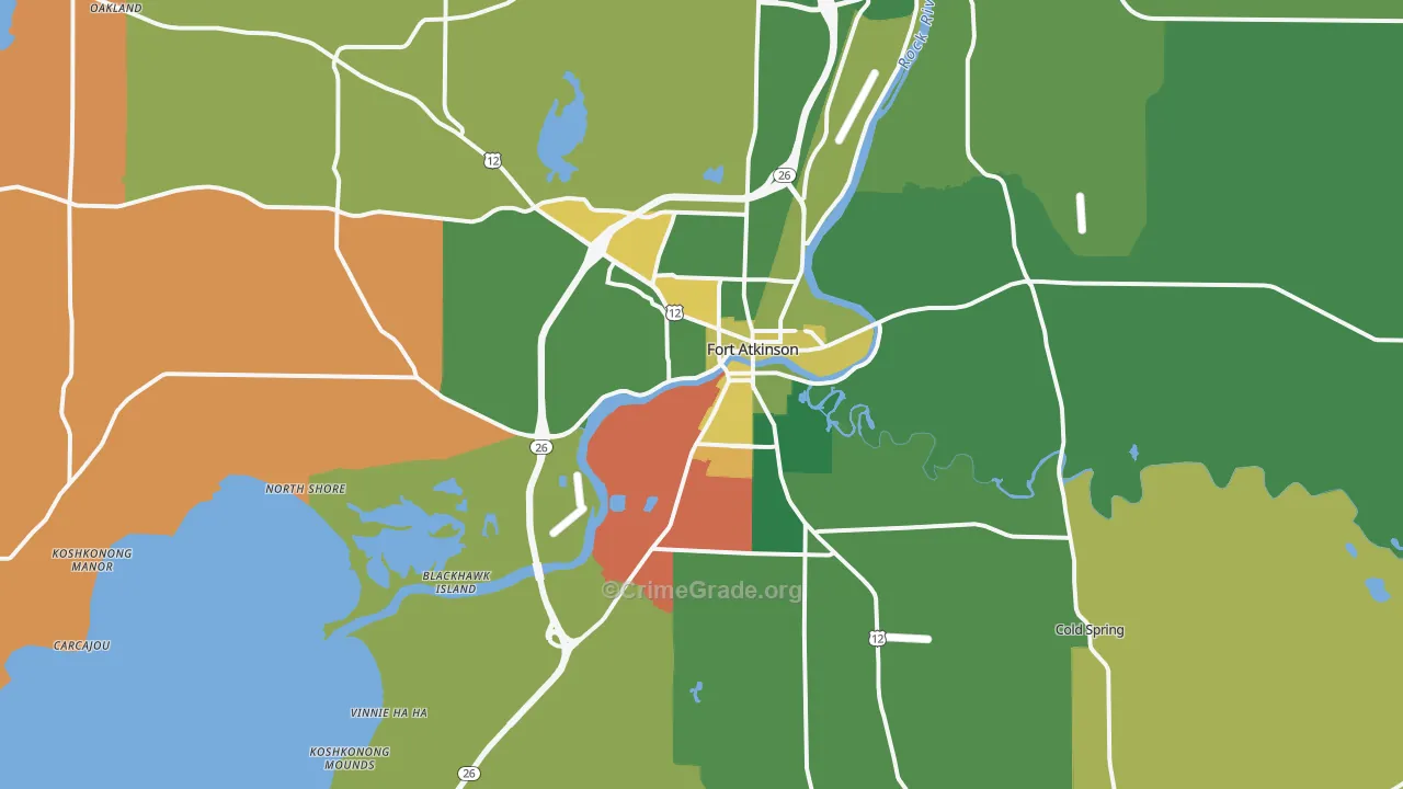 Fort Atkinson, WI Map of Murder Rates