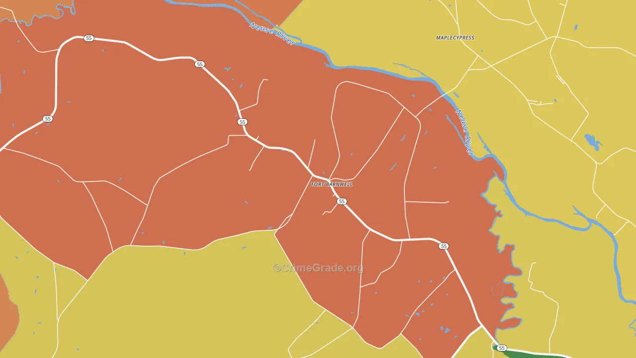 Fort Barnwell, NC Map of Murder Rates