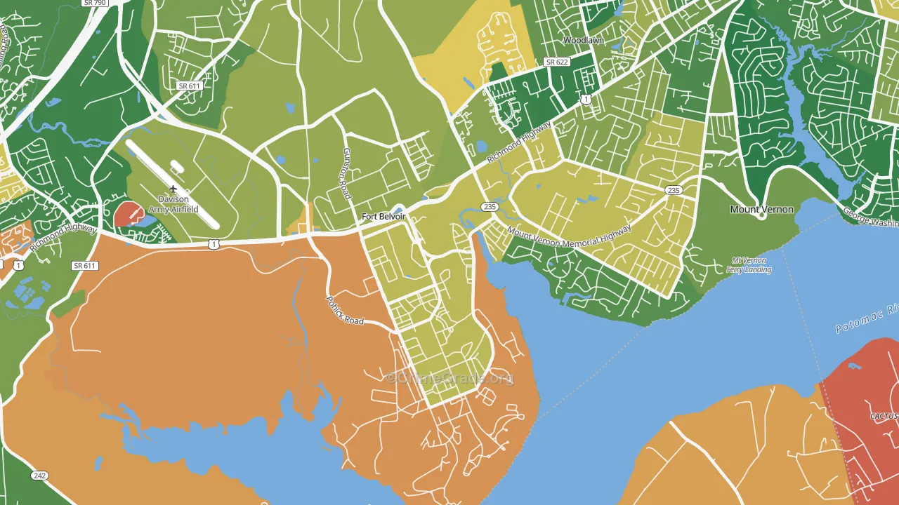 Fort Belvoir, VA Map of Murder Rates