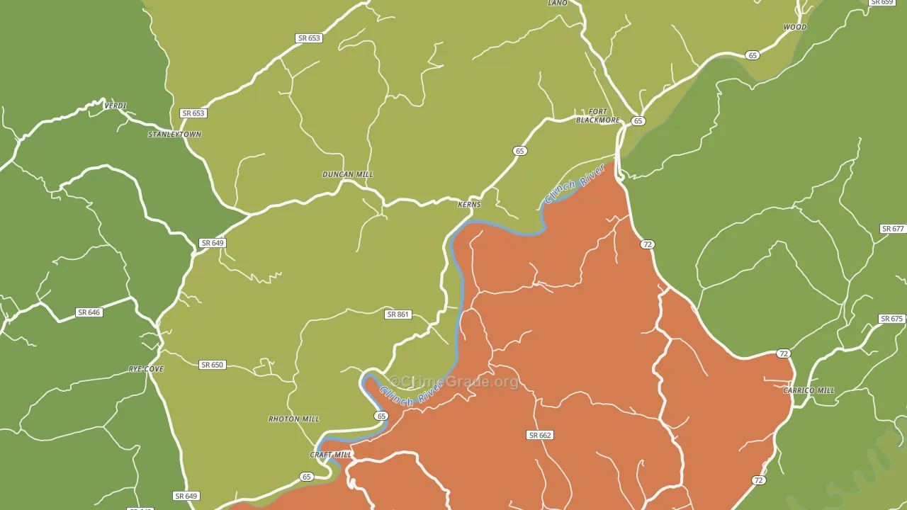 Fort Blackmore, VA Map of Murder Rates