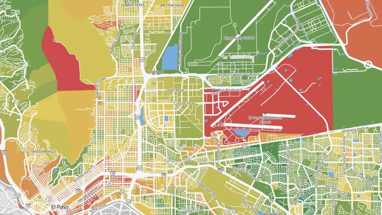 Fort Bliss, TX Map of Murder Rates