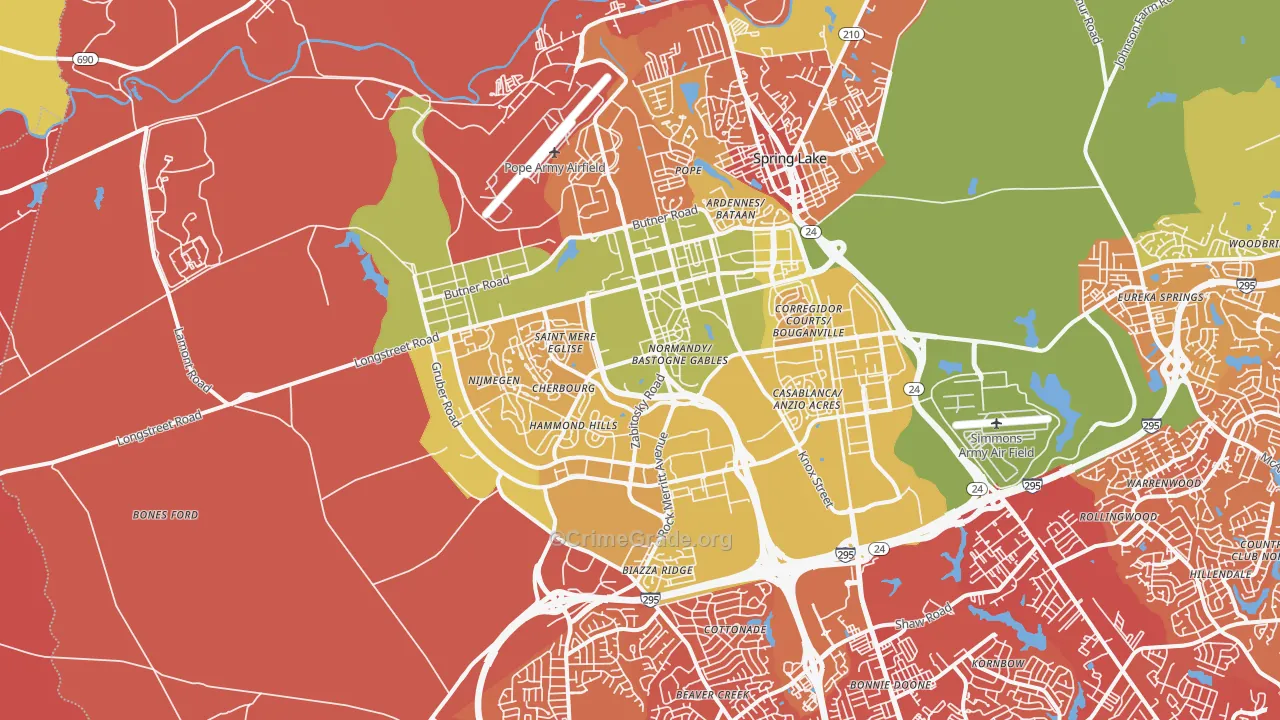 Fort Bragg, NC Map of Murder Rates
