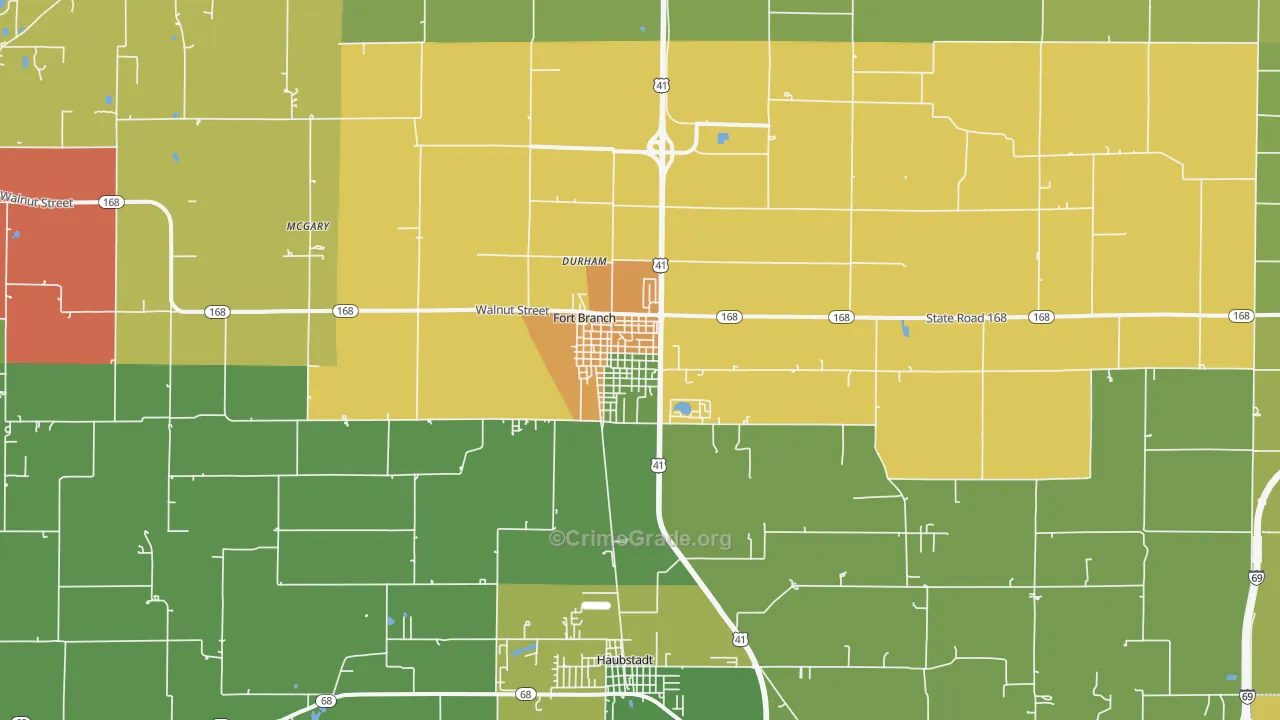 Fort Branch, IN Map of Murder Rates