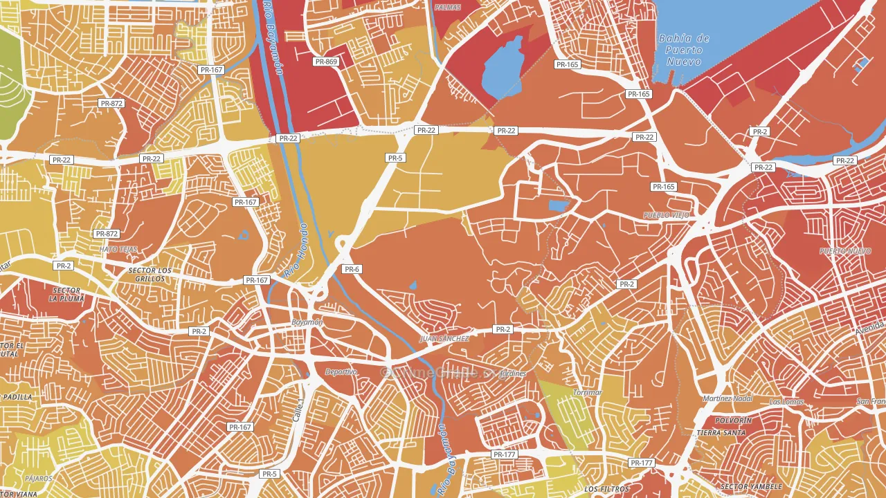 Fort Buchanan, PR Map of Murder Rates