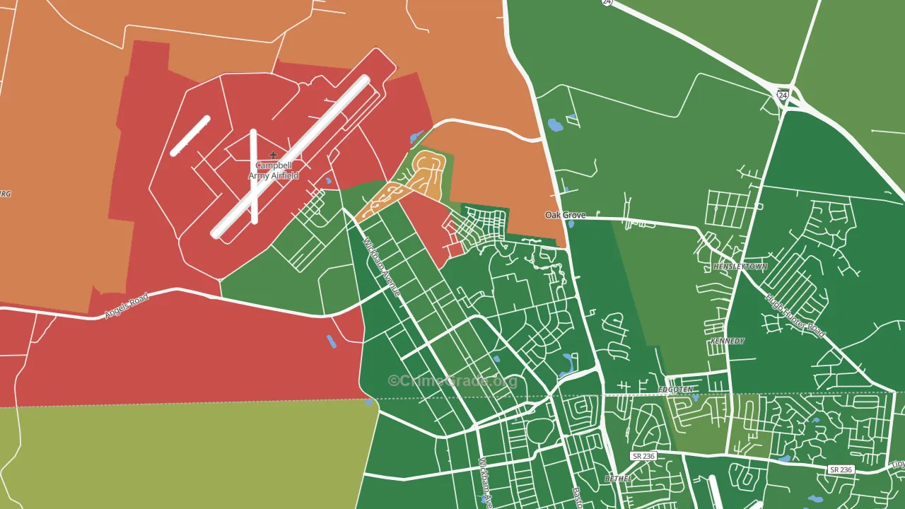 Fort Campbell North, KY Map of Murder Rates