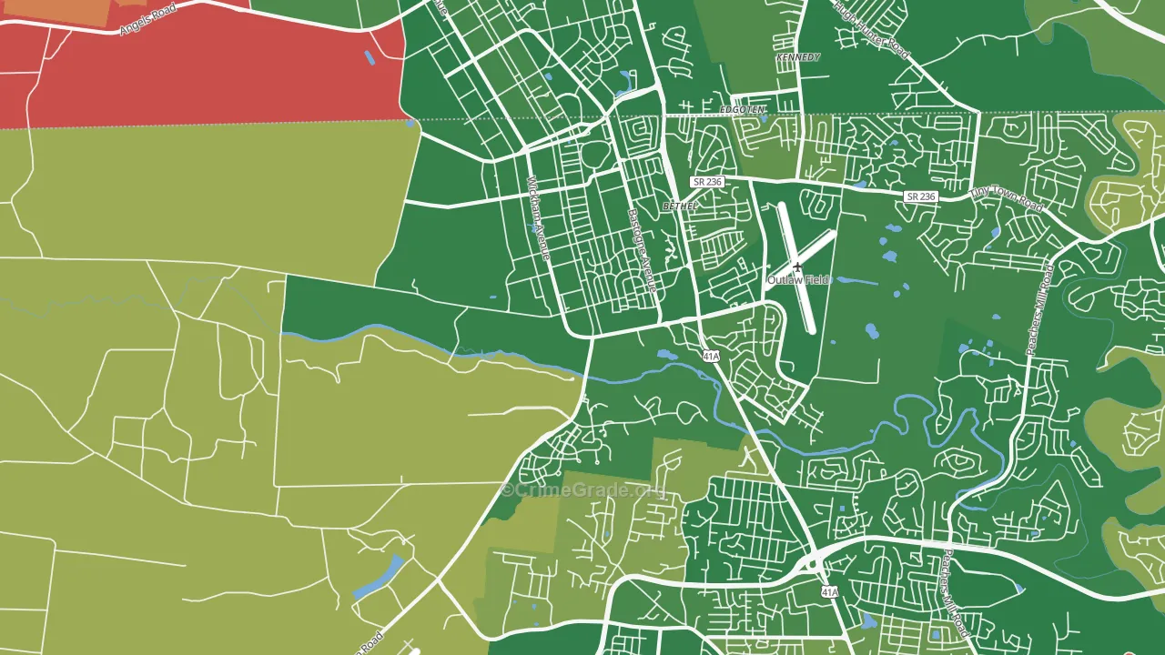 Fort Campbell, TN Map of Murder Rates
