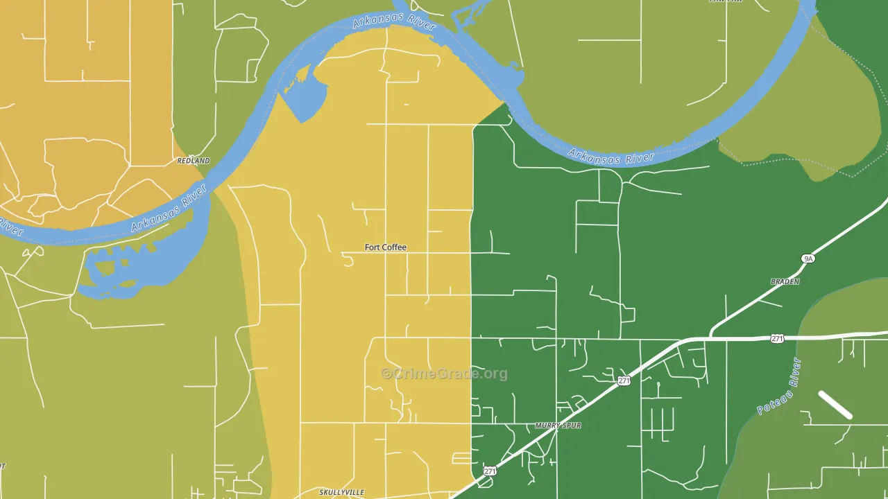 Fort Coffee, OK Map of Murder Rates