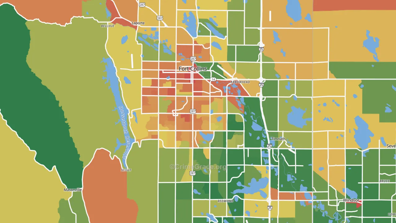 Fort Collins, CO Map of Murder Rates