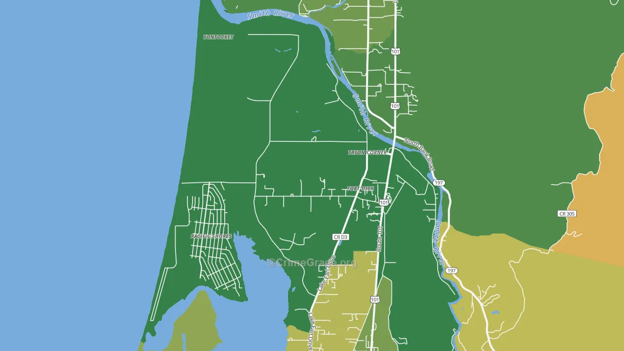 Fort Dick, CA Map of Murder Rates