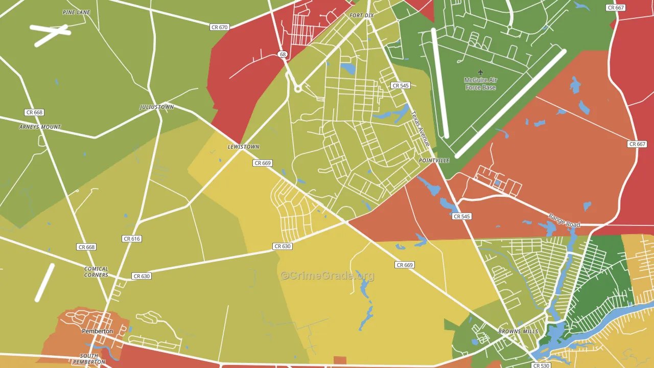 Fort Dix, NJ Map of Murder Rates