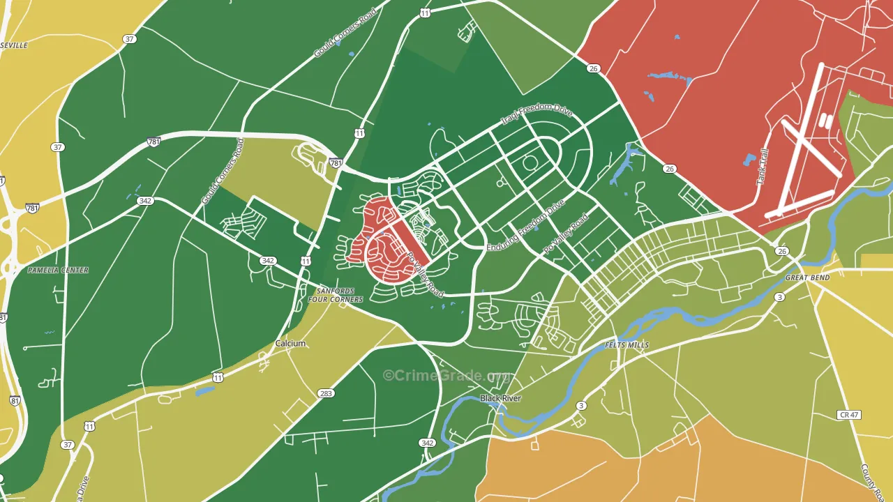 Fort Drum, NY Map of Murder Rates