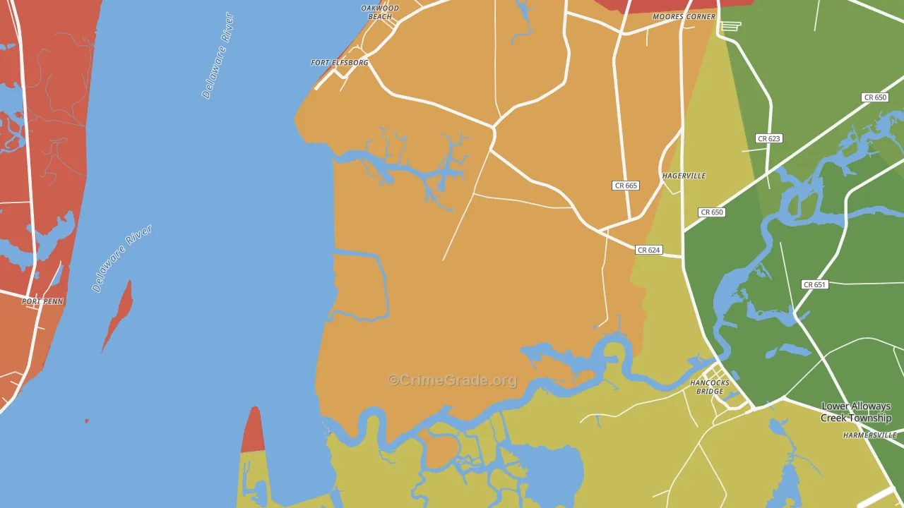 Fort Elfsborg, NJ Map of Murder Rates
