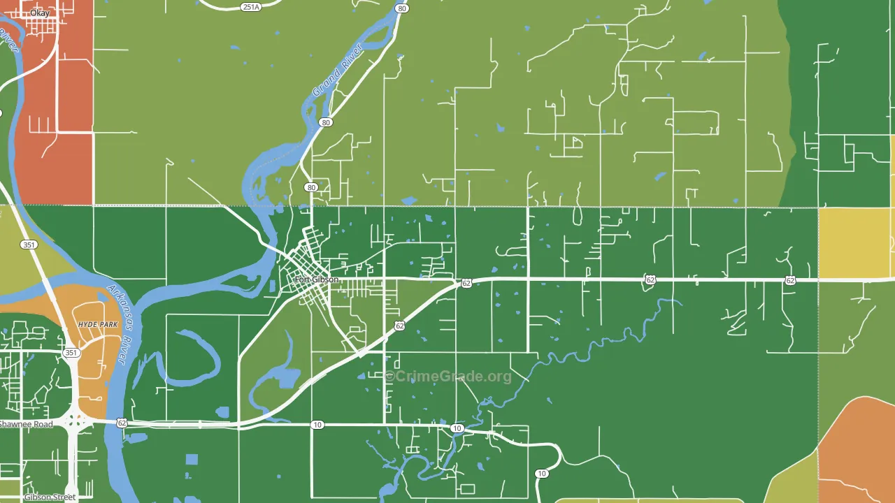 Fort Gibson, OK Map of Murder Rates