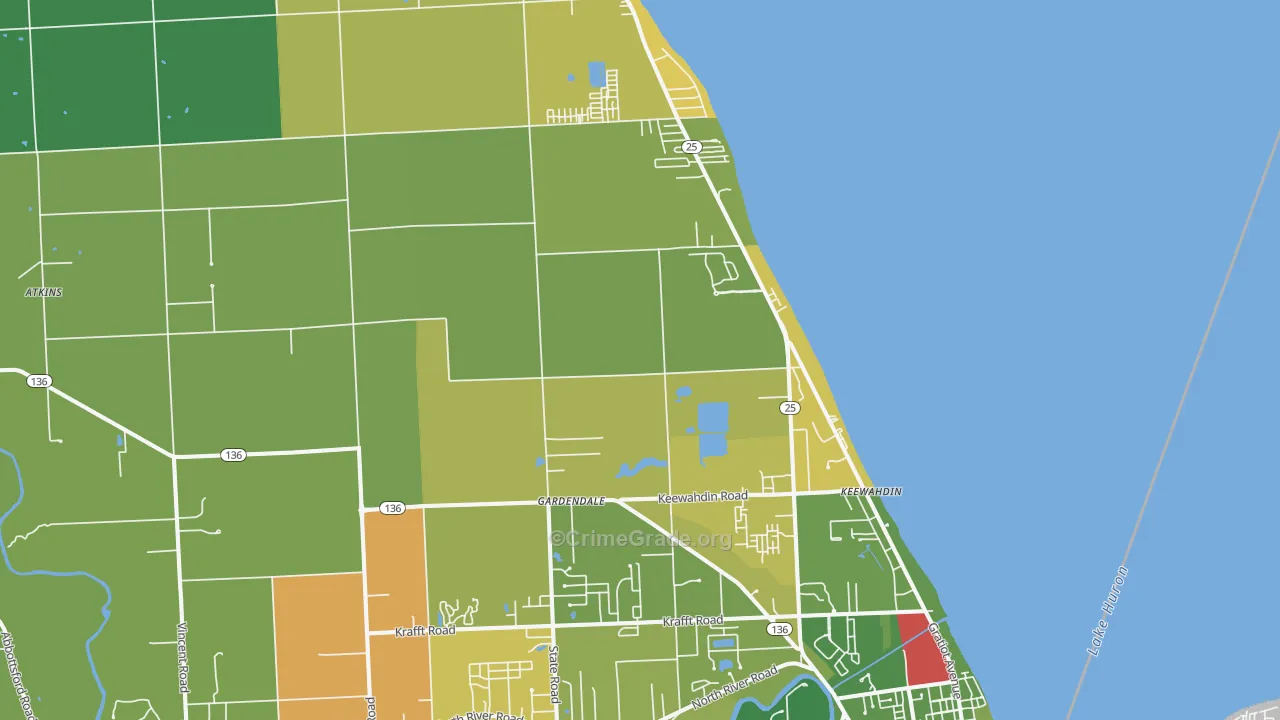 Fort Gratiot, MI Map of Murder Rates