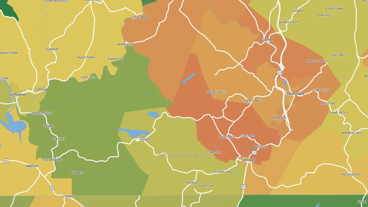 Fort Hill, PA Map of Murder Rates