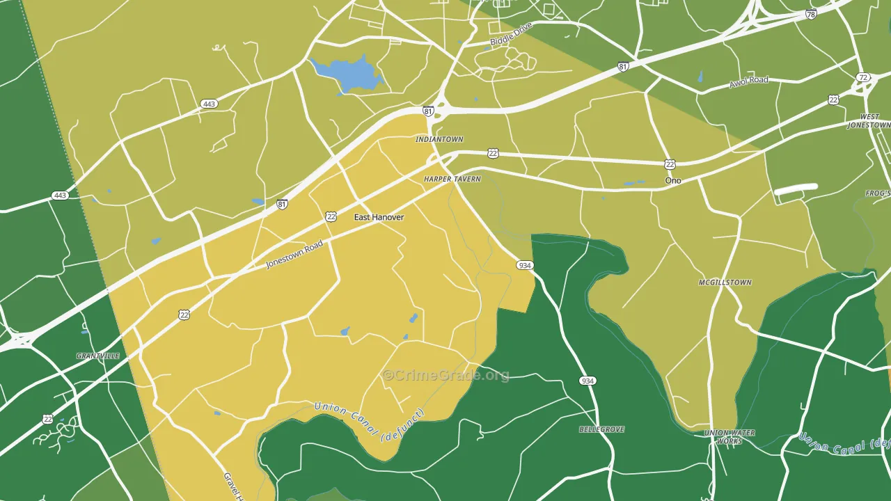 Fort Indiantown Gap, PA Map of Murder Rates