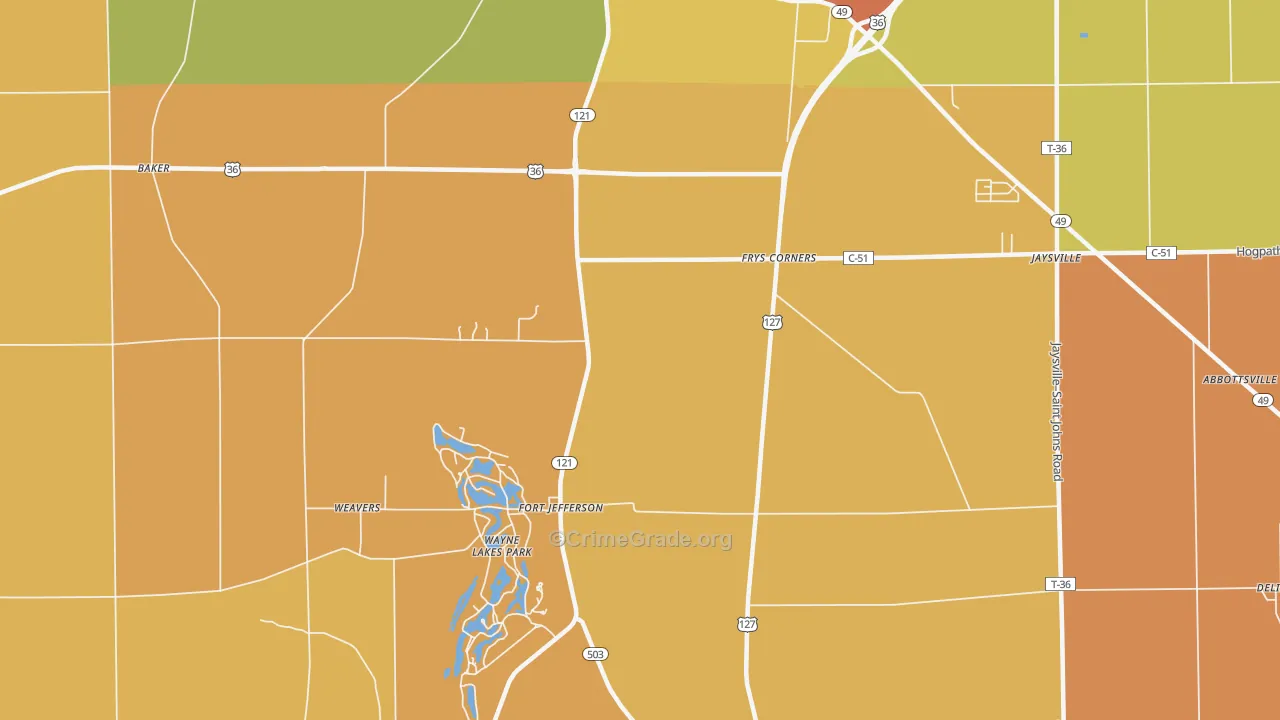Fort Jefferson, OH Map of Murder Rates
