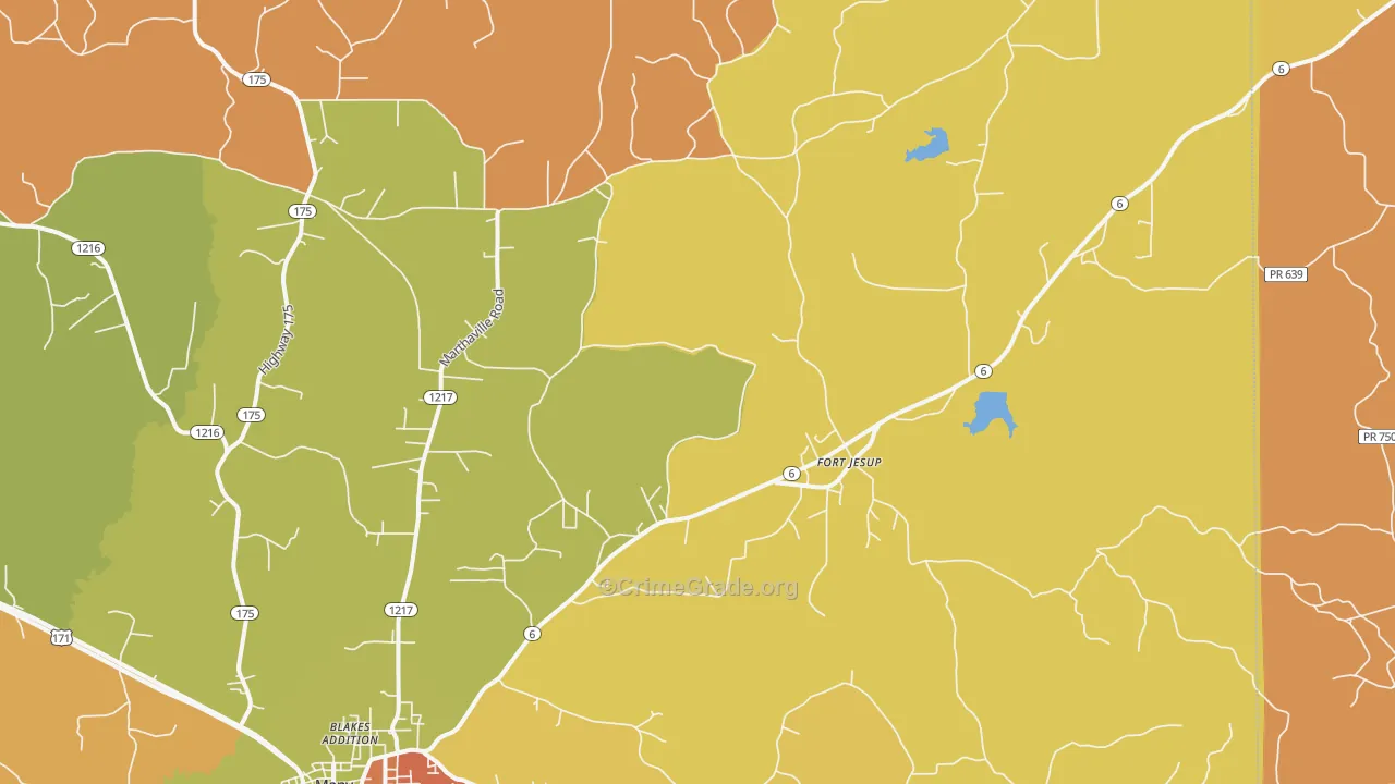 Fort Jesup, LA Map of Murder Rates