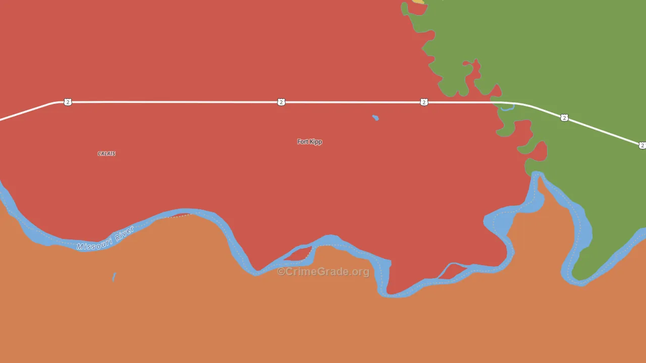 Fort Kipp, MT Map of Murder Rates