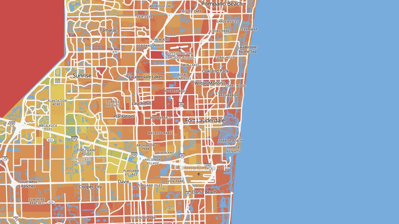 Fort Lauderdale, FL Map of Murder Rates