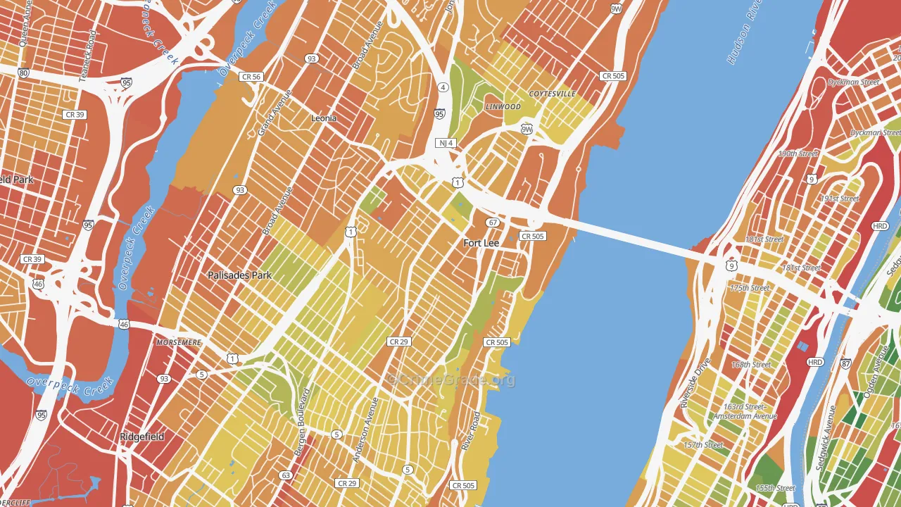 Fort Lee, NJ Map of Murder Rates