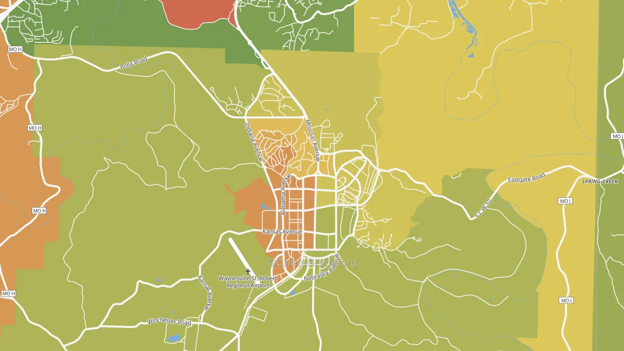 Fort Leonard Wood, MO Map of Murder Rates