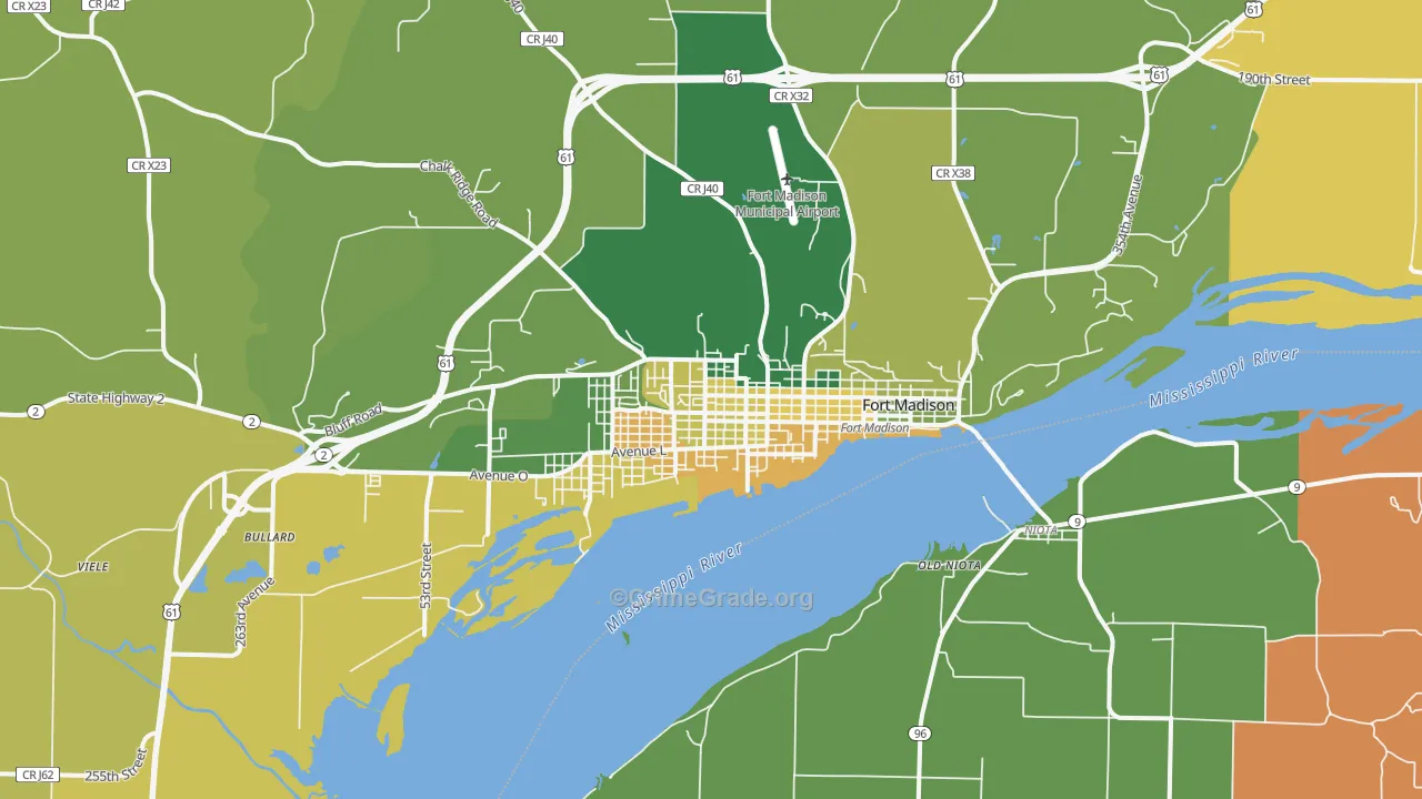 Fort Madison, IA Map of Murder Rates